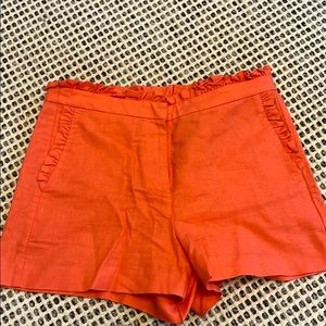 J. Crew Coral Linen Shorts 4 Ruffle Detail